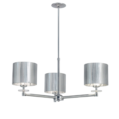 Araña Odin de 3 luces cromo con pantallas cilíndricas egipcio blanco